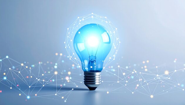 Blue lightbulb with network