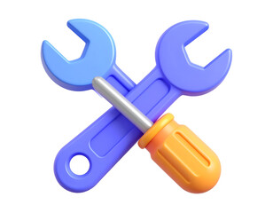 3D Wrench and Screwdriver Illustration