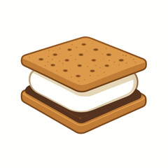 Delicious s'mores treat with graham crackers and chocolate on a white background