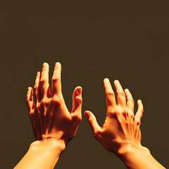 A powerful silhouette of two hands reaching toward each other with a radiant sunset behind them, evoking a sense of support and comfort in times of hardship
