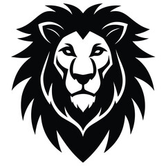 Fierce lion head silhouette vector logo