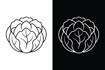 Brussels Sprouts Line Art Icon. Minimalist Vegetable Illustration in Black and White