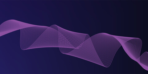 Dark blue abstract background with glowing wave lines. futuristic background Modern concept technology. Vector illustration