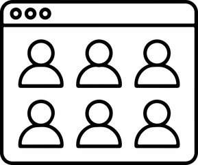 Simple line art icon representing a group of people in a digital interface or online meeting