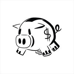 Lineart Piggy Bank Vector Illustration Minimalist Lineart Style