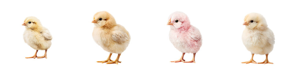 Fototapeta premium Cute Baby Chicks - Fluffy Newborns on White