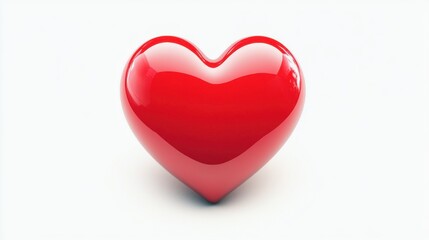 Fototapeta premium Shiny Red Heart Symbol on a Clean White Background