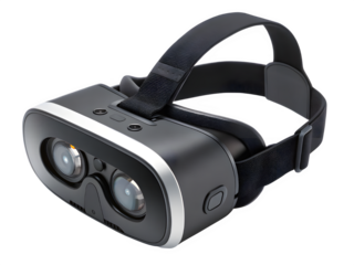 Modern virtual reality headset with adjustable strap and lenses