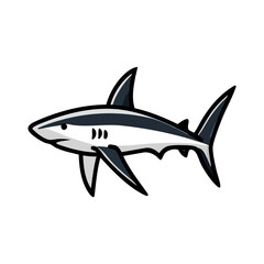 Obraz premium Stylized Cartoon Shark Illustration with Bold Outlines and Dynamic Pose