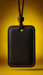 Dark Leather Tag with Brown Cord and Knot image