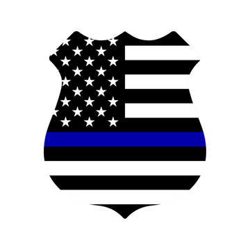 Police badge icon with United States flag Thin Blue Line