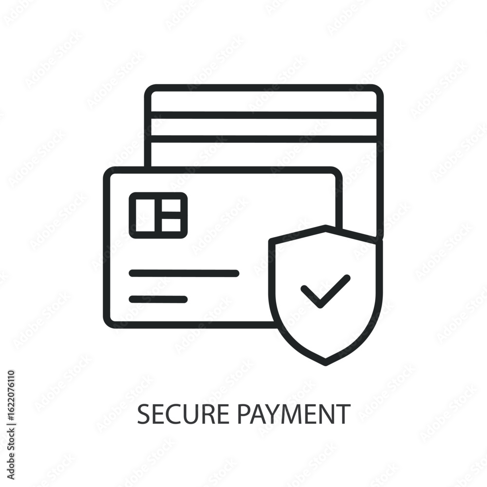 Sticker secure payment thin line vector icons.