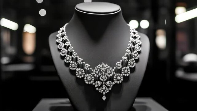 Exquisite Diamond Necklace Displayed in Elegant Setting