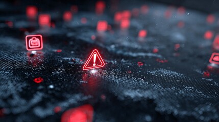 A digital world map illuminated by glowing red alert icons, representing data security and cyber threats.