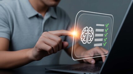 Achieving mental clarity with digital tools embracing checklist brain for focus efficiency Subtle keyboard light soft