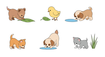 Cute playful fluffy animals enjoying outdoor activities in nature during springtime sunshine