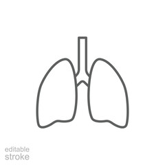 Lungs Icon, Human Respiratory Organ, Simple Outline Style, Thin Line Pulmonology Symbol. Editable stroke