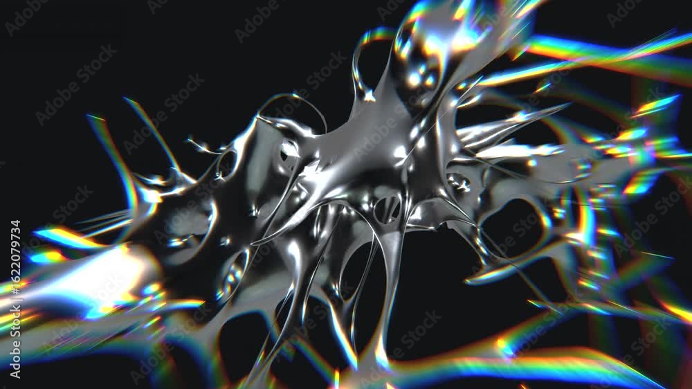 Wall mural design of streamlined chrometype futuristic y2k looping design element background