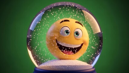 Happy Emoji in a Snow Globe, Festive Digital Art - Powered by Adobe