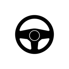 A black steering wheel with a hole in the center