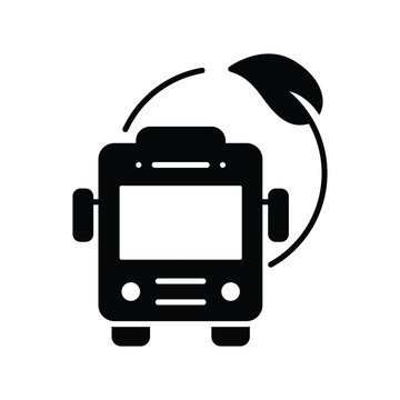 black bus with leaf, eco-friendly clip art preview