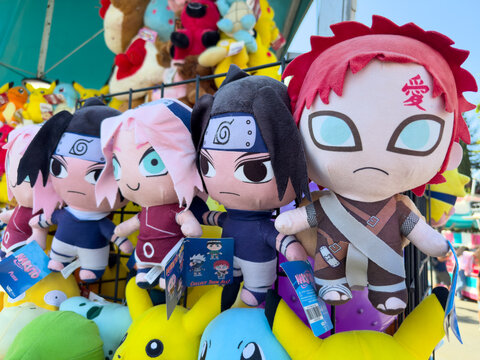 Naruto Plush Toys at Carnival Booth Display

