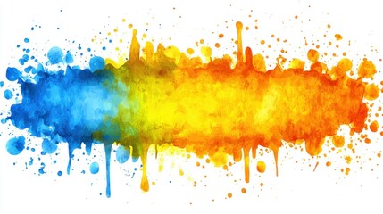 Fototapeta premium Vibrant Watercolor Splash with Blue, Yellow and Orange