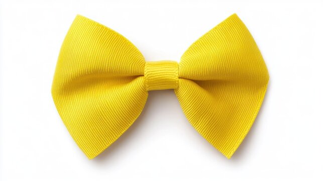 Vibrant Yellow Bow Tie on White Background