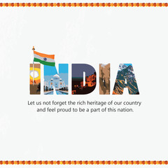 Happy Independence Day of India with India Typography Illustration