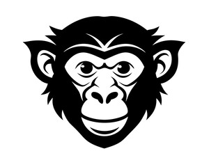 Monkey head vector silhouette illustration isolated on white background