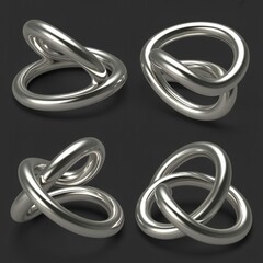 Fototapeta premium Silver metallic abstract knots loop