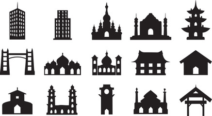 Fototapeta premium set of silhouettes of houses