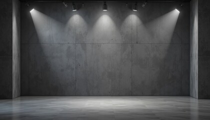 Minimalist Empty Stage with Spotlighting in Industrial Setting for Performance, Event, or Presentation Background