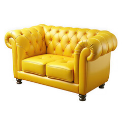 Yellow chesterfield sofa isolated on transparent background