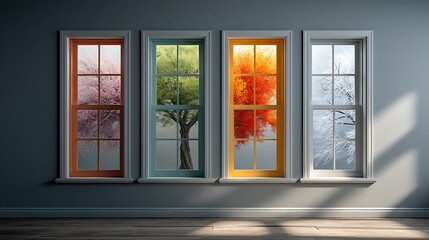 Four Seasons in One View Room with Changing Window Scenes.