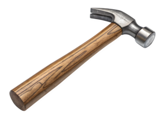 Classic claw hammer with wooden handle on black background