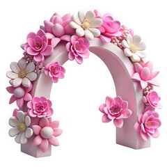 Pink floral arch isolated on transparent background