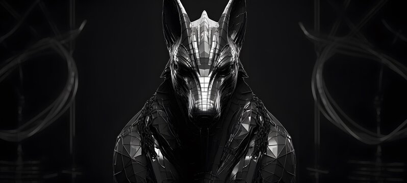 anubis Wireframe, highly detailed, cinematic lighting, generative AI