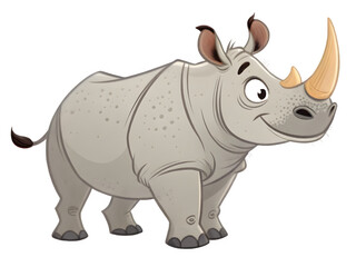 Fototapeta premium Cute cartoon rhinoceros standing with a happy expression