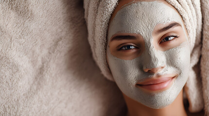 Young Woman with Facial Mask Relaxing at Home, Embracing Beauty and Self-Care Routine