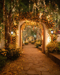 Traditional Indian Wedding Decor on Red Fabric