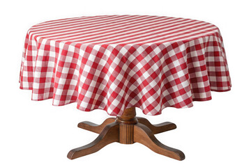Red gingham tablecloth isolated on transparent background