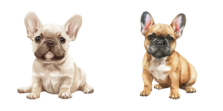 french bulldog watercolor vector illustration