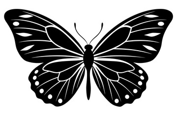 Vector art of silhouette of  butterfly on white background