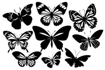 Vector art of silhouette of  set of butterflies