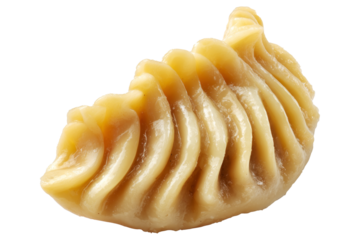 Steamed Banana dumplings with intricate twisted edges, isolated on white transparent background. Concept of Asian cuisine and food art. Micronesia grab-and-go meals