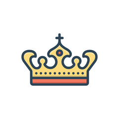 Color illustration icon for crown