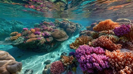 Fototapeta premium Vibrant coral reef, underwater scene