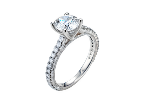 Elegant diamond engagement ring with intricate band detail