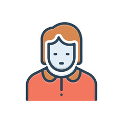 Color illustration icon for girl
